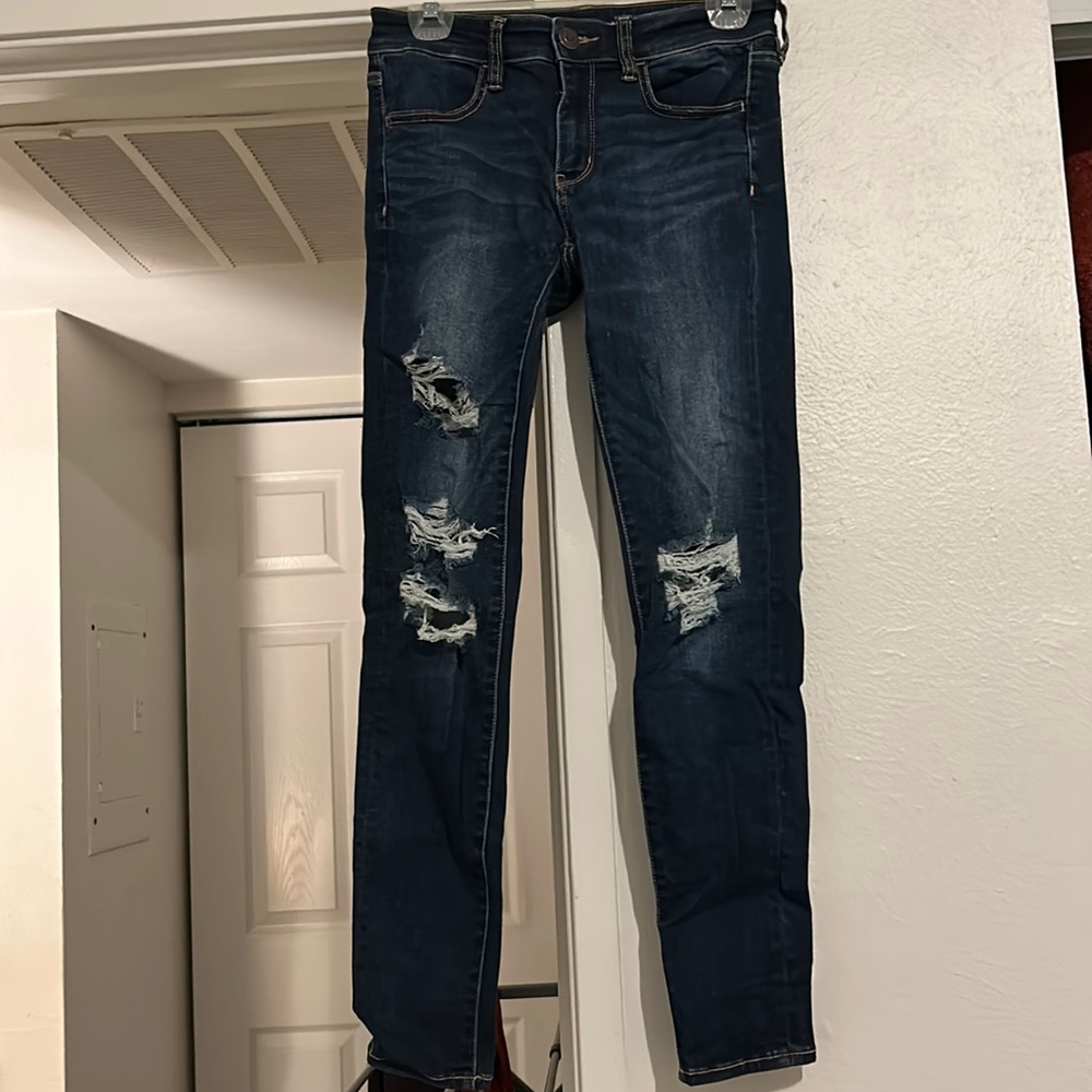 Dark Wash Destroyed Denim